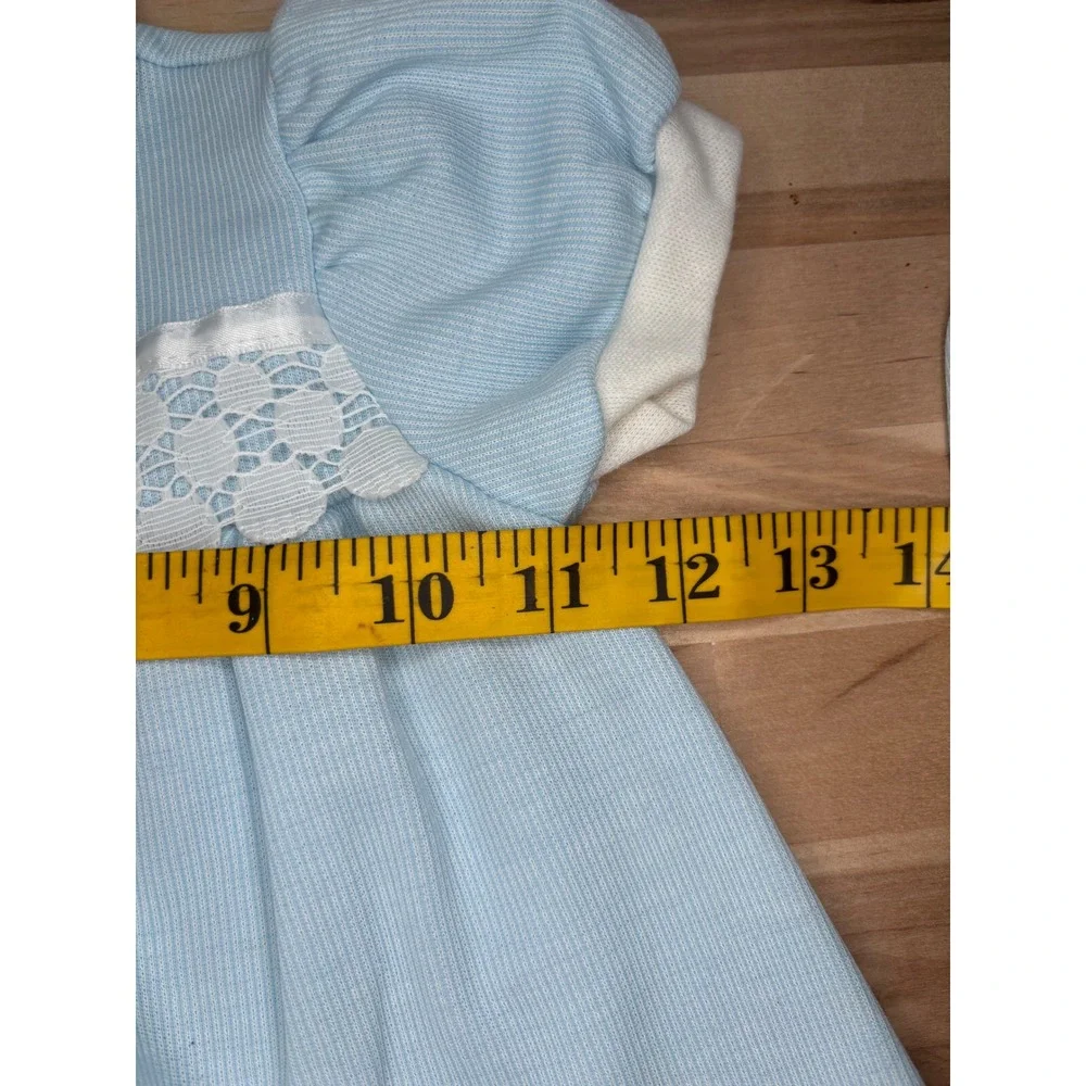 Vintage Carters Baby Girls Blue Striped Lace Dress and Bloomers Set 24 Months